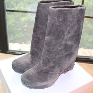 Vera Wang Lavender Joey Suede Zip Wedge Knee Boots